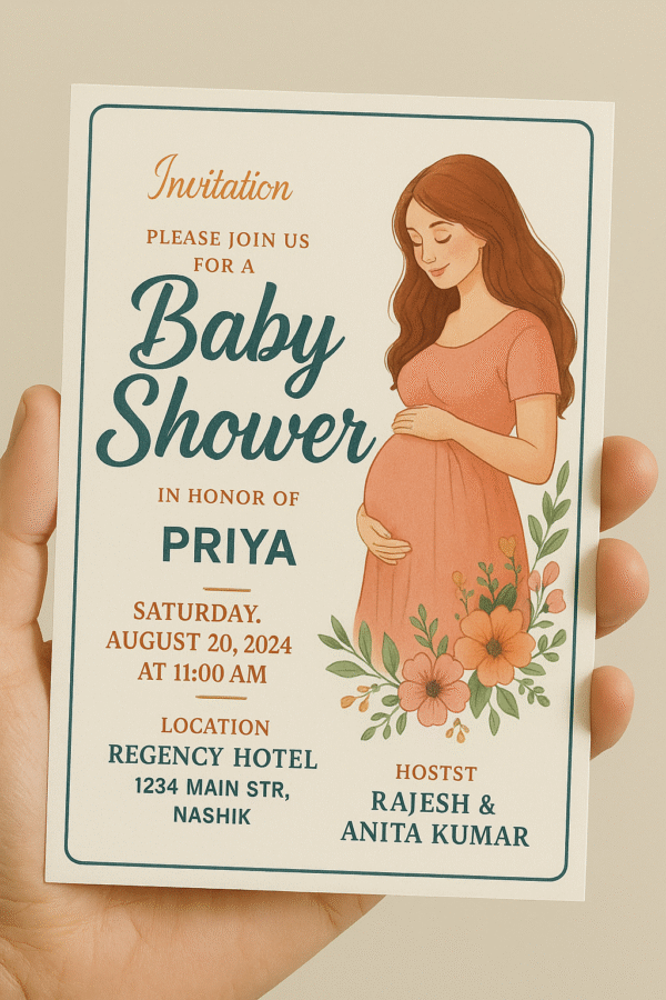 ⭐ Baby Shower Invitation Card – Elegant & Customizable