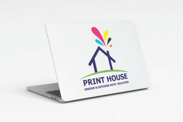 Logo Design on Silver Laptop Customized Laptop Skins