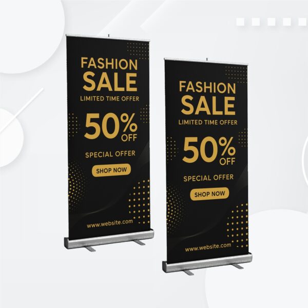 ROLL UP STANDEE 3 Roll Up Standee – Premium Portable Display Stand (2.5x6 ft.)