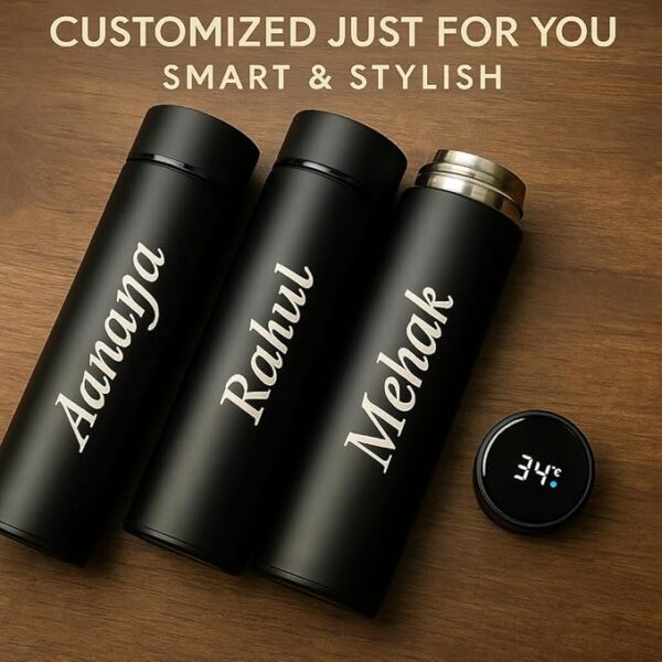 Smart Personalized Name Temperature Display Water Bottle| 500ml with Stainless Steel